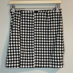 Free People Gingham Mini Skirt, Black White, Women's Size 4